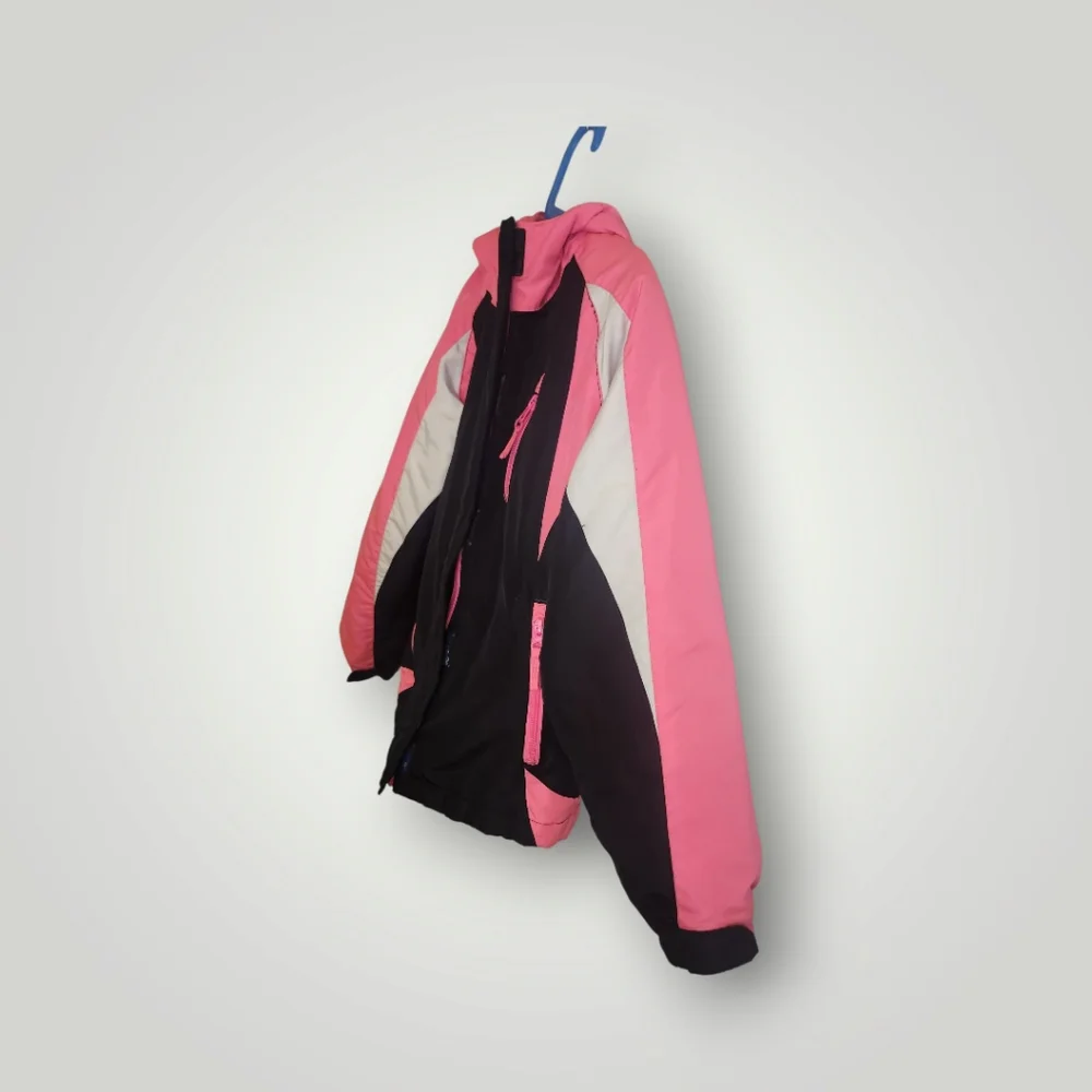 The Children's Place Girl Windbreaker Hooded puffer Jacket Black Pink m 7 8